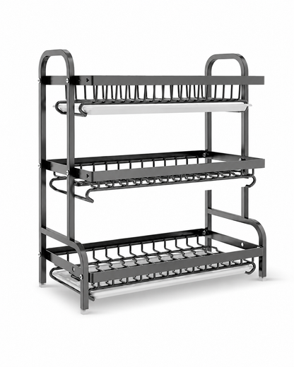 Carbon Steel 2/3-Tier Kitchen Dish Rack & Drying Organizer
