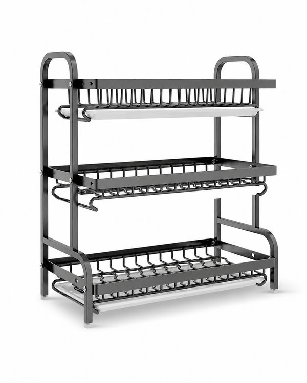 Carbon Steel 2/3-Tier Kitchen Dish Rack & Drying Organizer