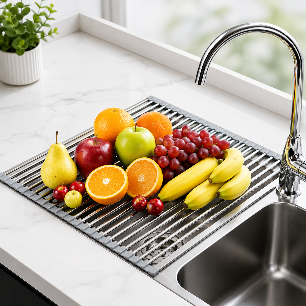 Stainless Steel Rollable Foldable Kitchen Dish Drying Rack