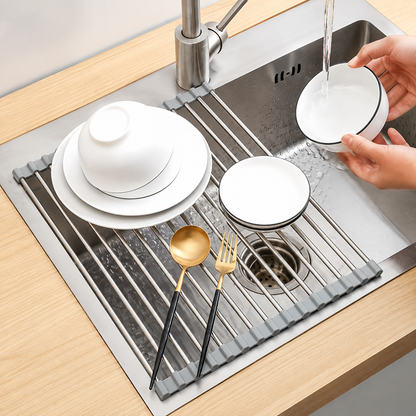 Stainless Steel Rollable Foldable Kitchen Dish Drying Rack